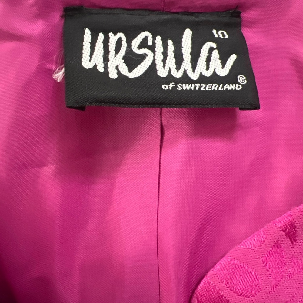 Vintage Ursula of Switzerland Fuchsia Jacquard Runway Couture Blazer – Size 10 - Picture 6 of 8